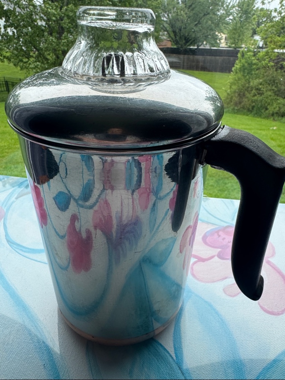 Vintage Revere Stainless Steel and copper Coffee Percolator with Glass Lid